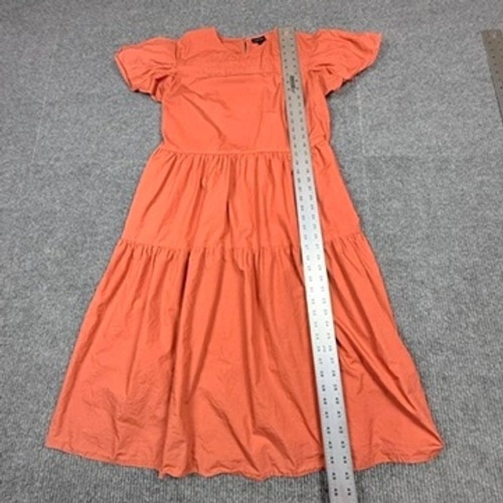 Who What Wear Womens XL Coral Orange Tiered Cotton Flutter Sleeve Midi Dress - Picture 4 of 15